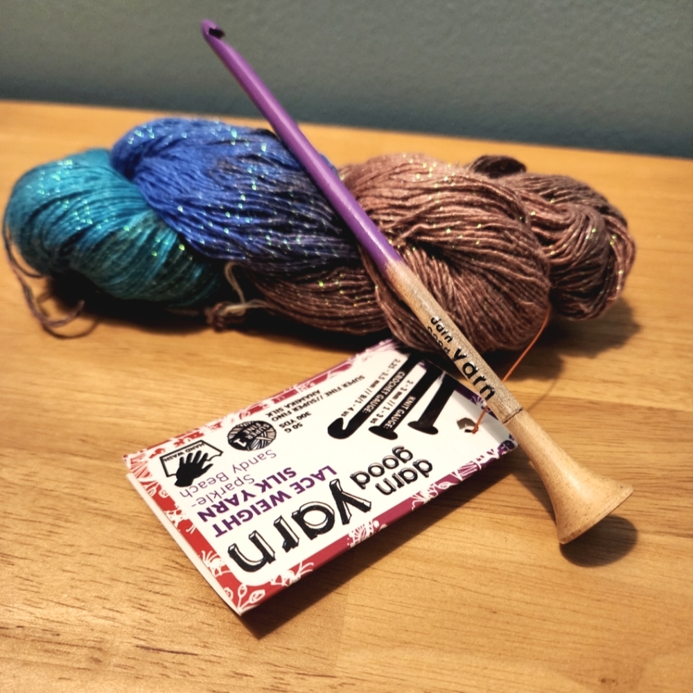 Darn Good Yarn Wood hook and yarn